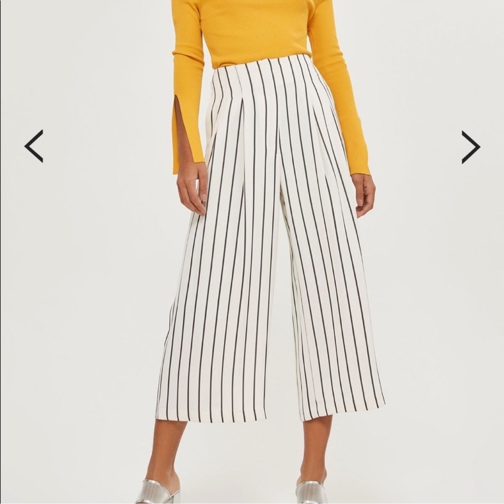 Topshop High Waist Wide Leg Crop Trousers. Size 6. - Picture 3 of 15